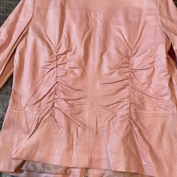 Pink silk leather jacket Size 16 - Picture 3 of 5
